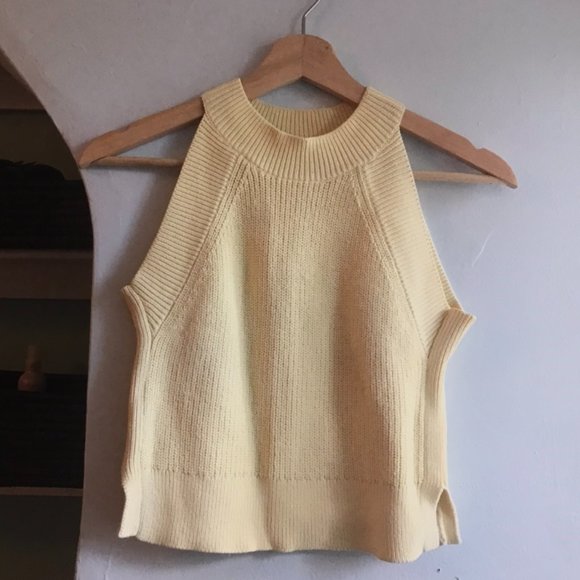 Wilfred Tank Knit halter top Pale Yellow - Picture 1 of 3